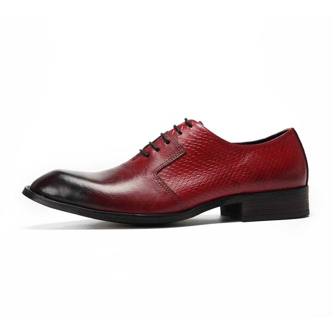 British style men's business dress leather shoes cowhide square head Oxford shoes handmade wedding groom shoes three joint men's shoes