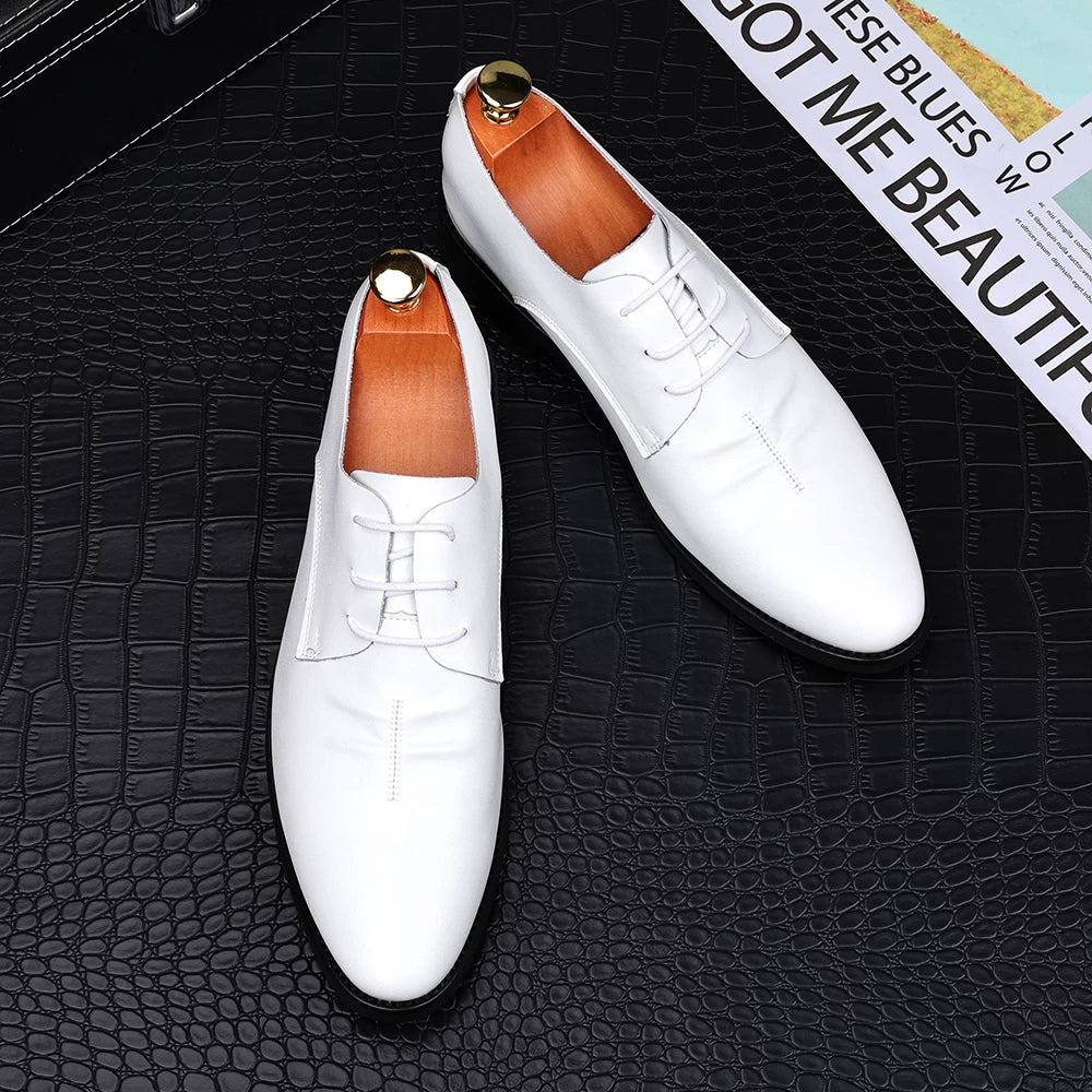 Men's White Wedding Shoes, Height Increasing, Breathable