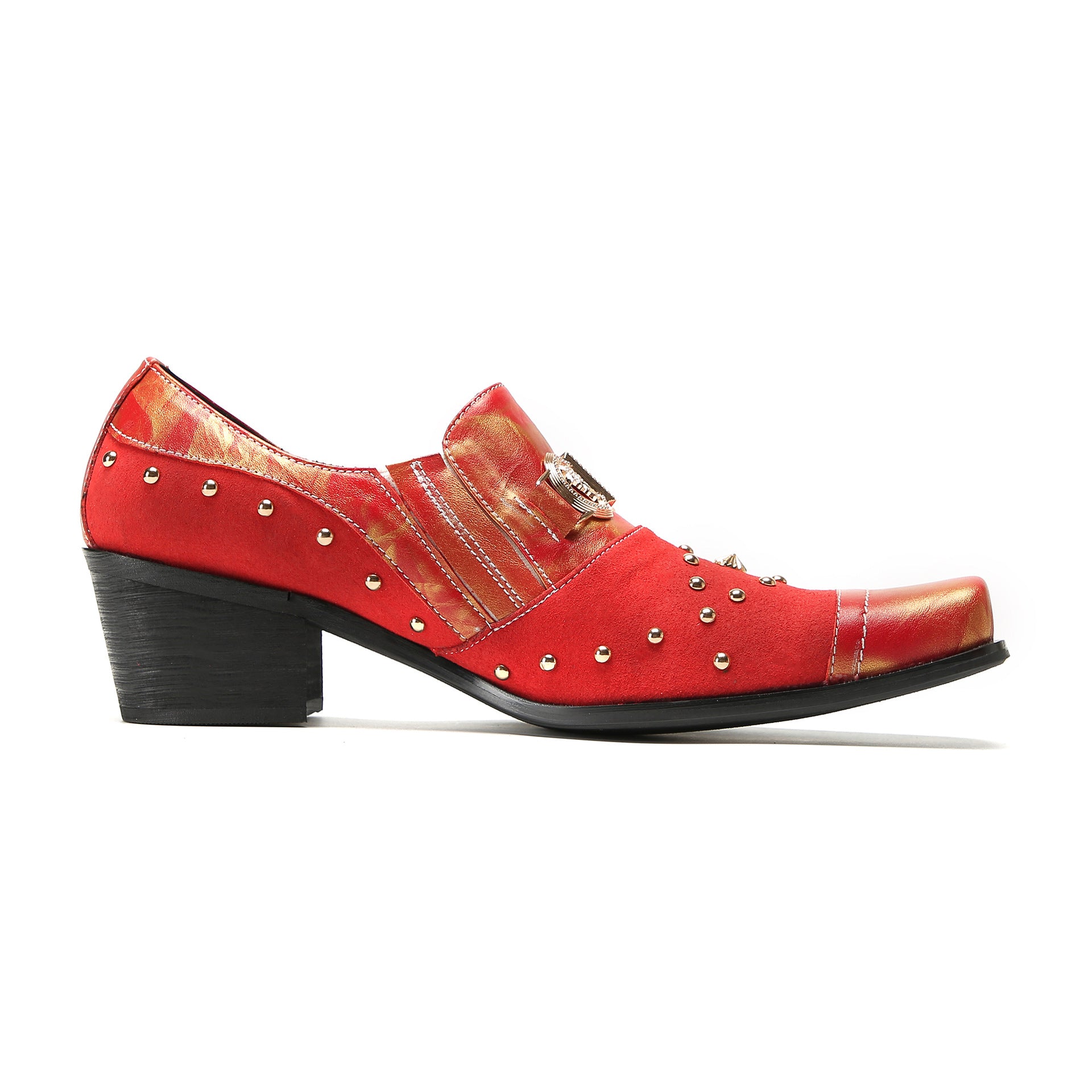 Leather shoes men's square toe cowhide 46 large size business British formal casual men's red inner heightening wedding groom's shoes