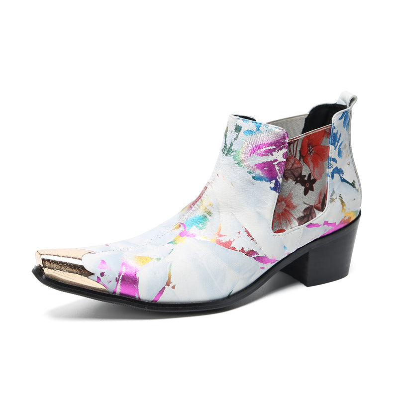 Men's fashion printed high-top men's shoes Martin boots leather boots autumn and winter new casual trendy boots foreign trade men's leather shoes