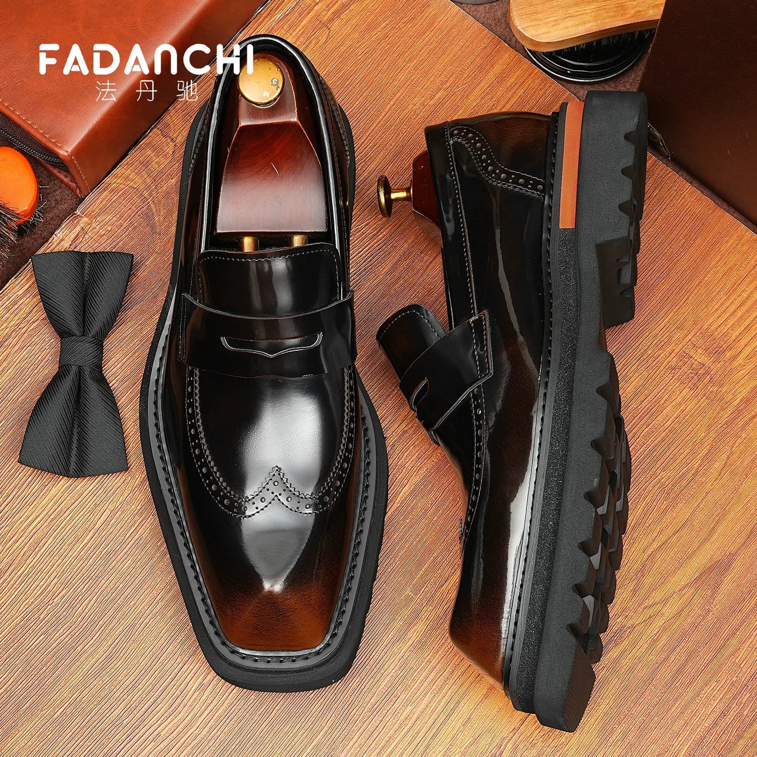 Men's Genuine Leather Loafers, Height Increasing, Thick Sole