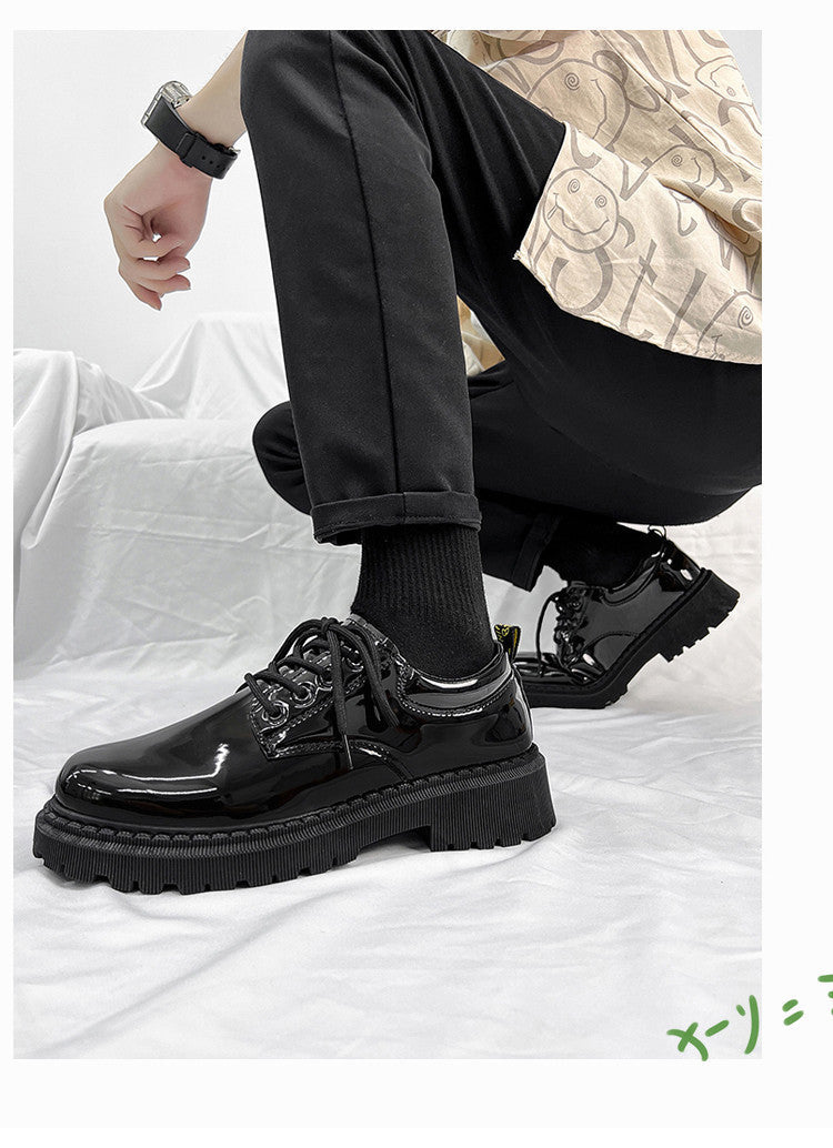 Glossy leather shoes for men, formal business british derby shoes, autum big toe casualtrendy shoes,