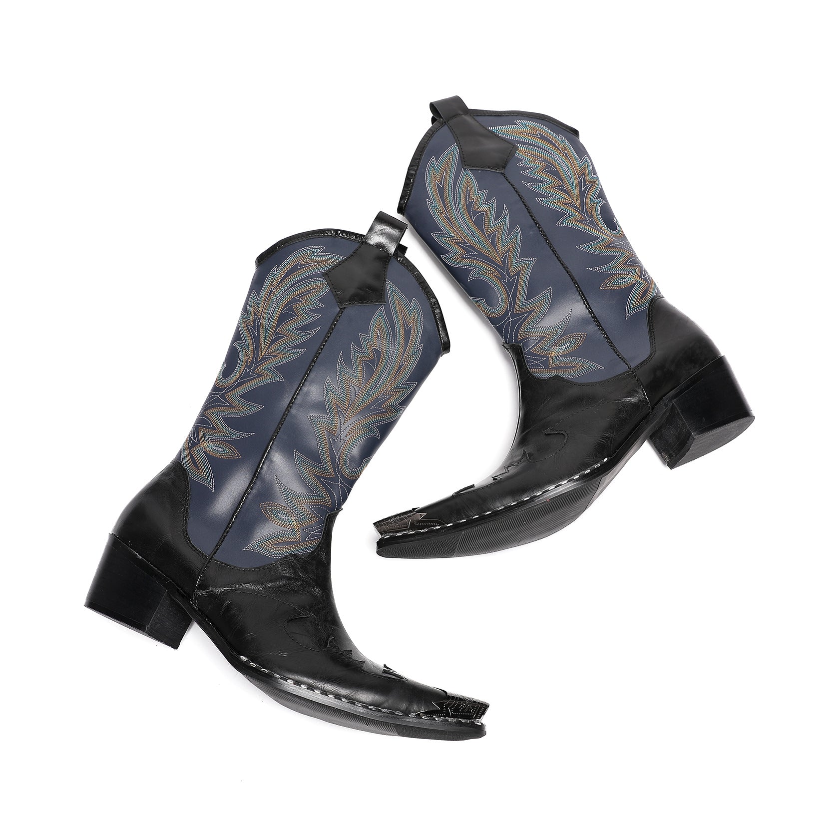 Men's Leather Boots – Embroidered, Retro – Style 211