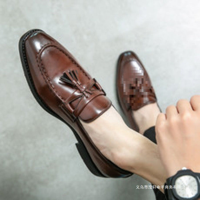 2026 men's slip-on leather shoes - british & korean style, easy slip-on, trendy, brogue casual busin