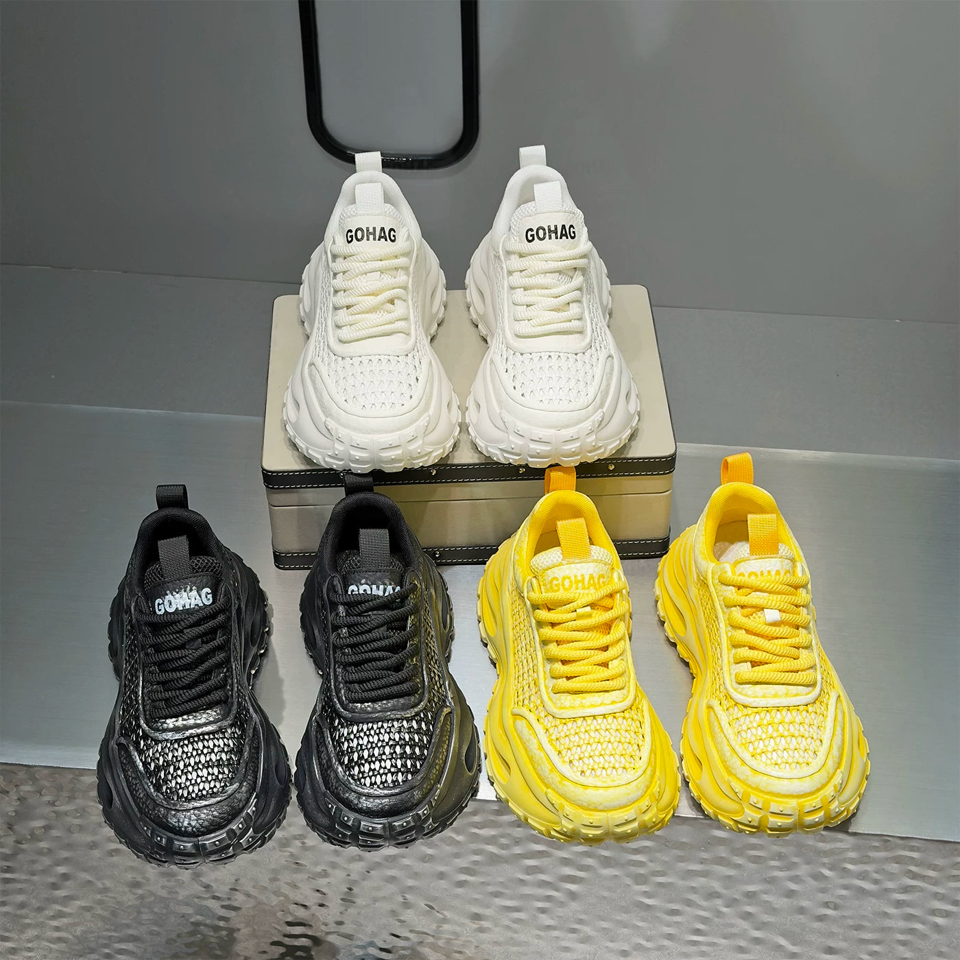 Men's Height-Increasing Platform Breathable Cut-Out Chunky Dad Sneakers 2026 Summer New