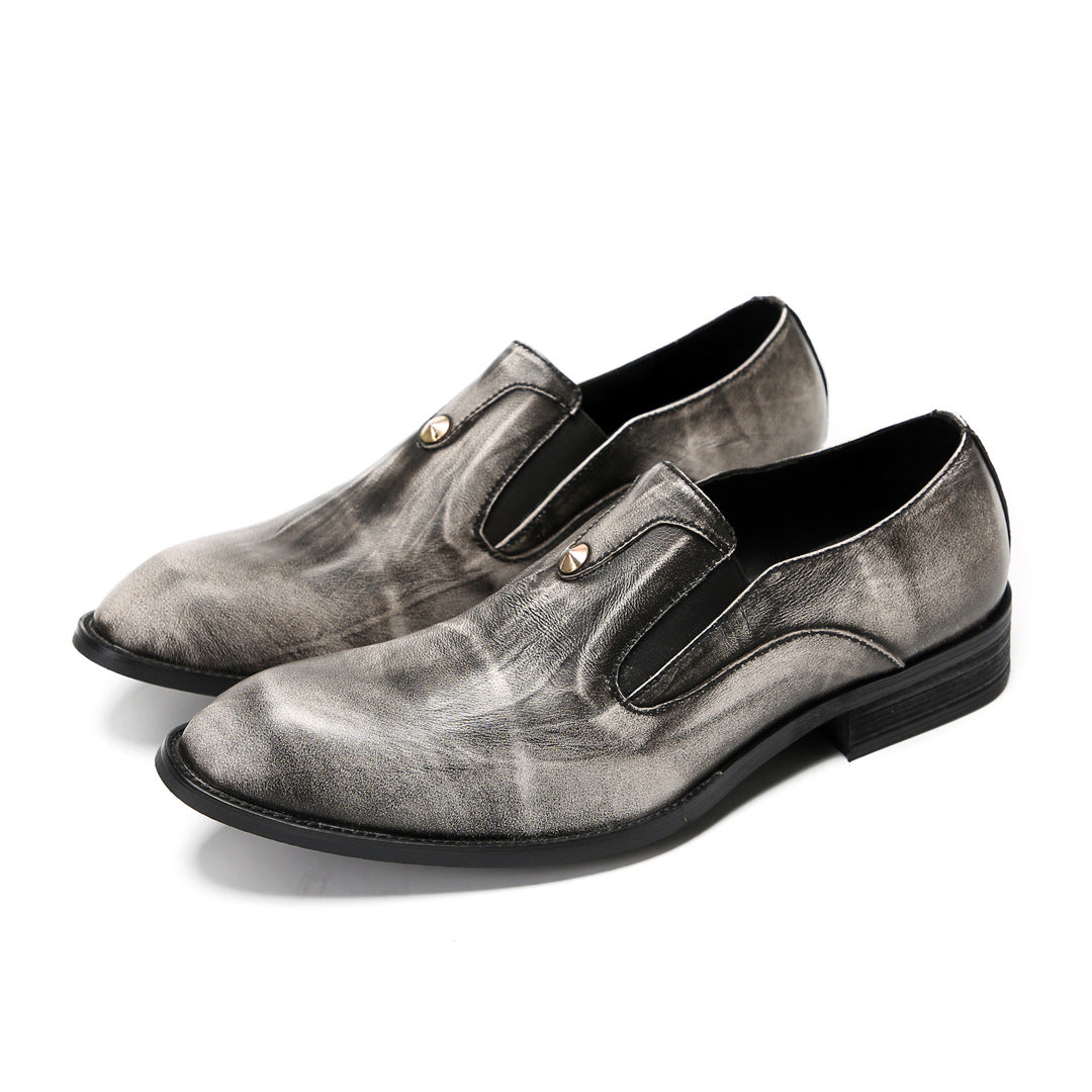 European and American men's shoes British glove loafers genuine leather men's business casual leather shoes lazy people pedal pointed leather shoes