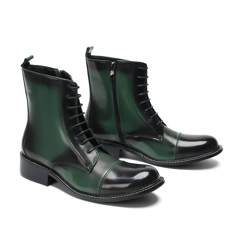 Men's Green Martin Boots – Crocodile Pattern, Crocodile Pattern