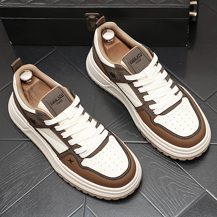 Men's Low-Top Color-Block Athletic Casual Versatile Trendy Skate Shoes