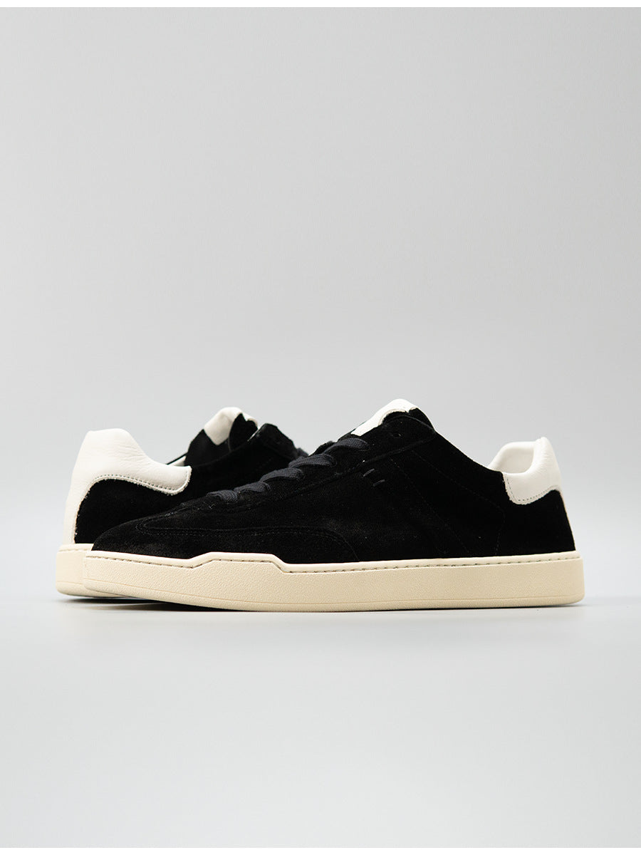 Moxu new arrival shoes black sports casual style sense of design suede cowhide menbest selling genuine leather low-top sneakers