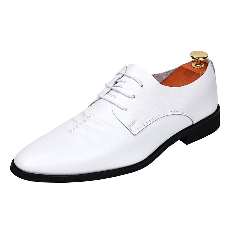 Men's White Wedding Shoes, Height Increasing, Breathable