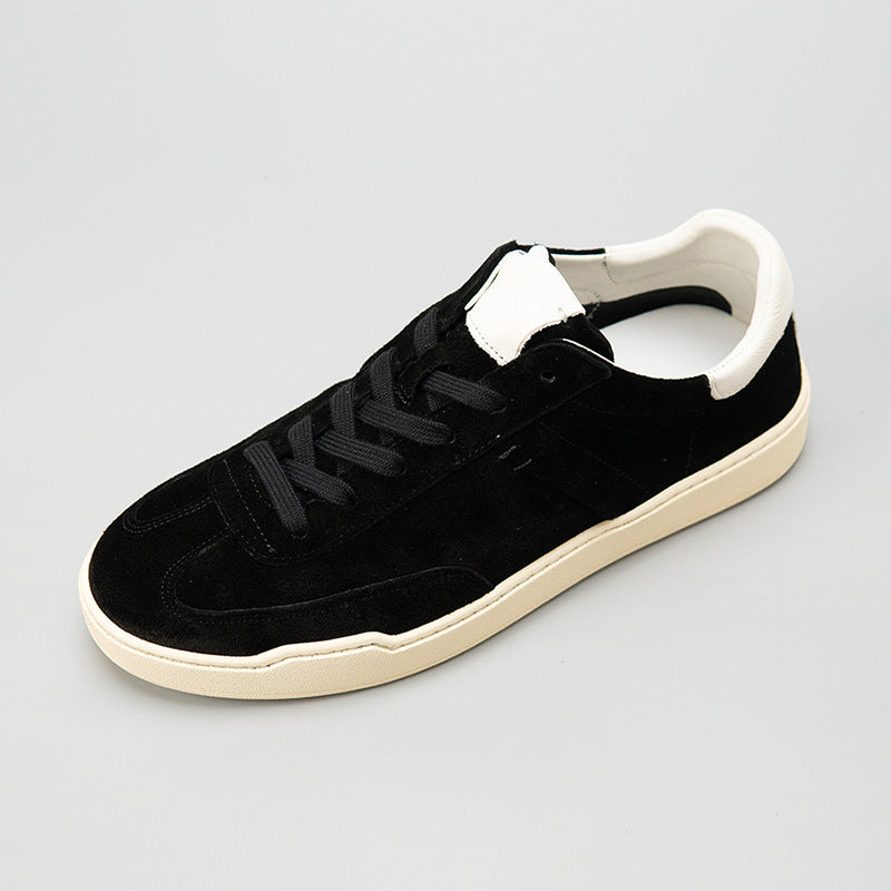 Moxu new arrival shoes black sports casual style sense of design suede cowhide menbest selling genuine leather low-top sneakers