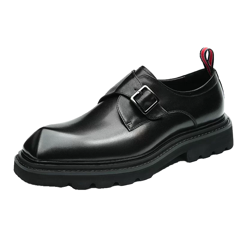 Men's Black Genuine Leather Leather Shoes, Slip-On, British Style