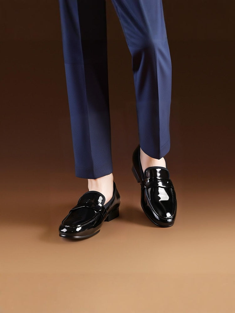 Piergita beanie shoes men's new summer trend fashion patent leather bright color slip-on leather shoes British casual men's shoes