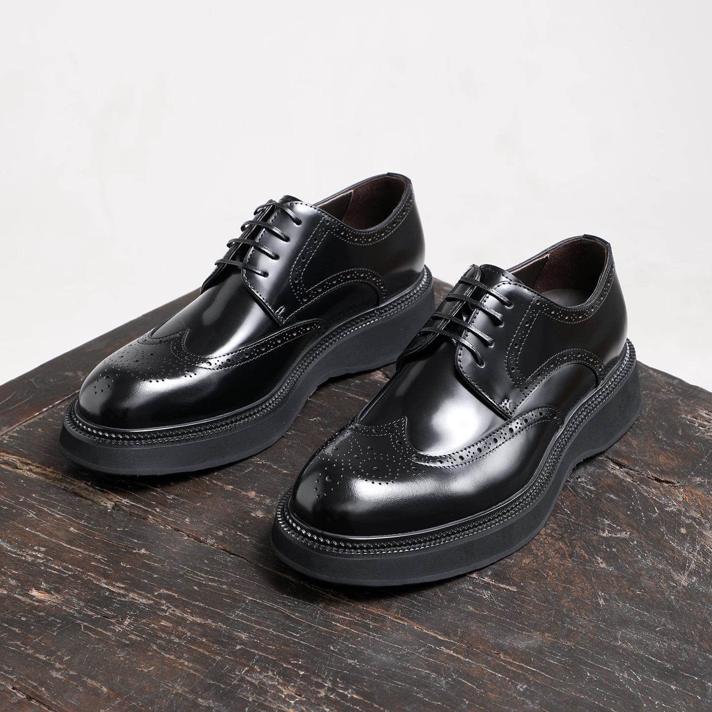 Men's Genuine Leather Derby Shoes, Height Increasing, Thick Sole