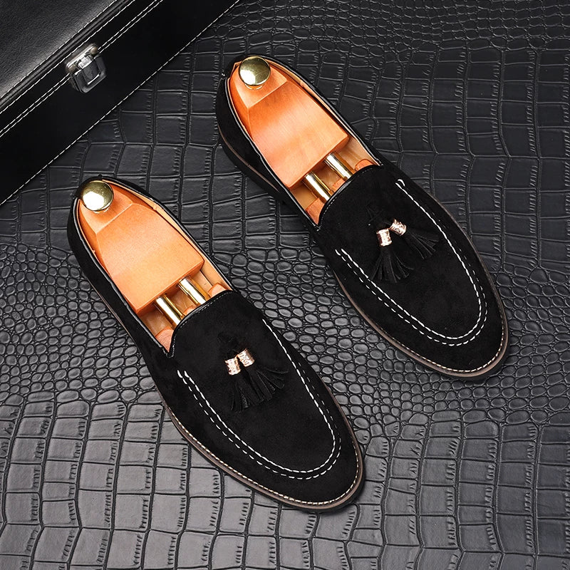 Men's Suede Loafers, Pointed Toe, Slip-On