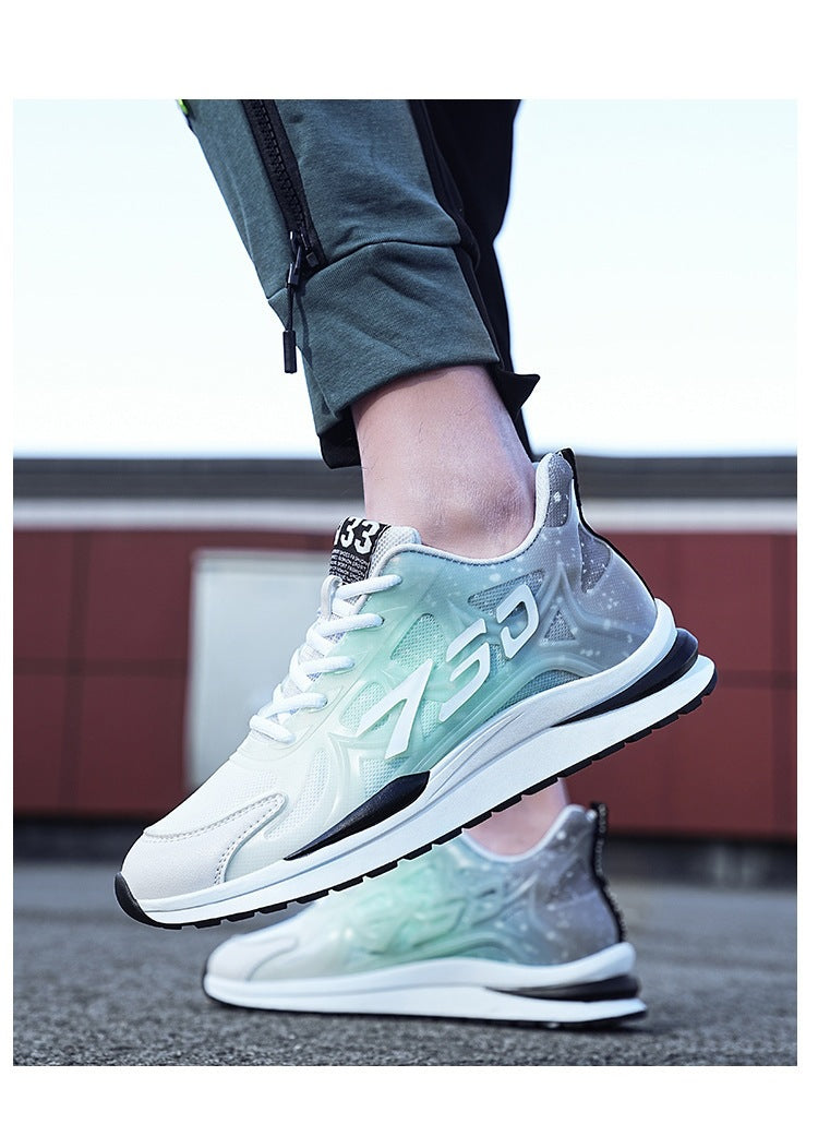 2025 new men's athletic casual shoes - 6cm hidden heel, outdoor sneakers, men's gradient color trendy small size shoes 8