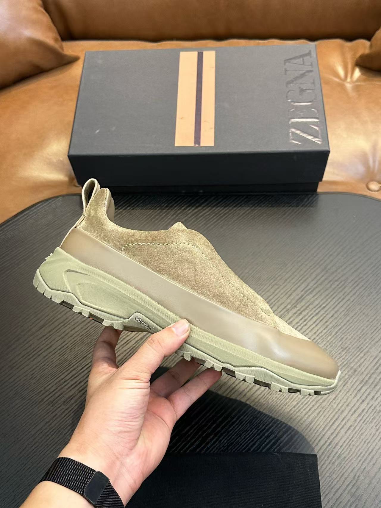 Cross-border zz men's suede casual shoes outdoor sports shoes cross elastic band thick sole light sole low ankle shoes men