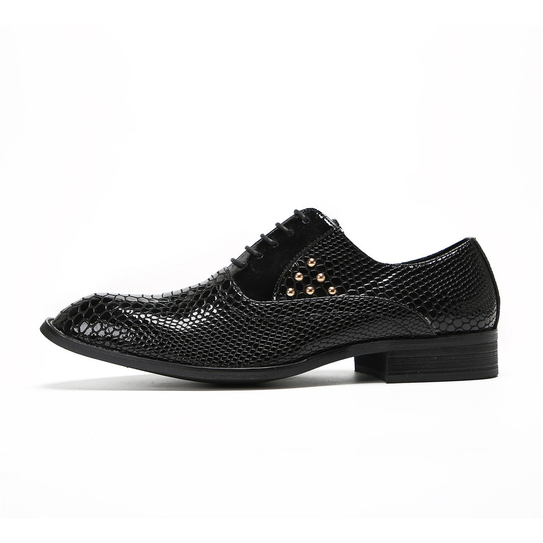 Italian men's shoes patent leather British style wedding shoes men's business dress leather shoes cowhide pointed bright leather derby shoes tide