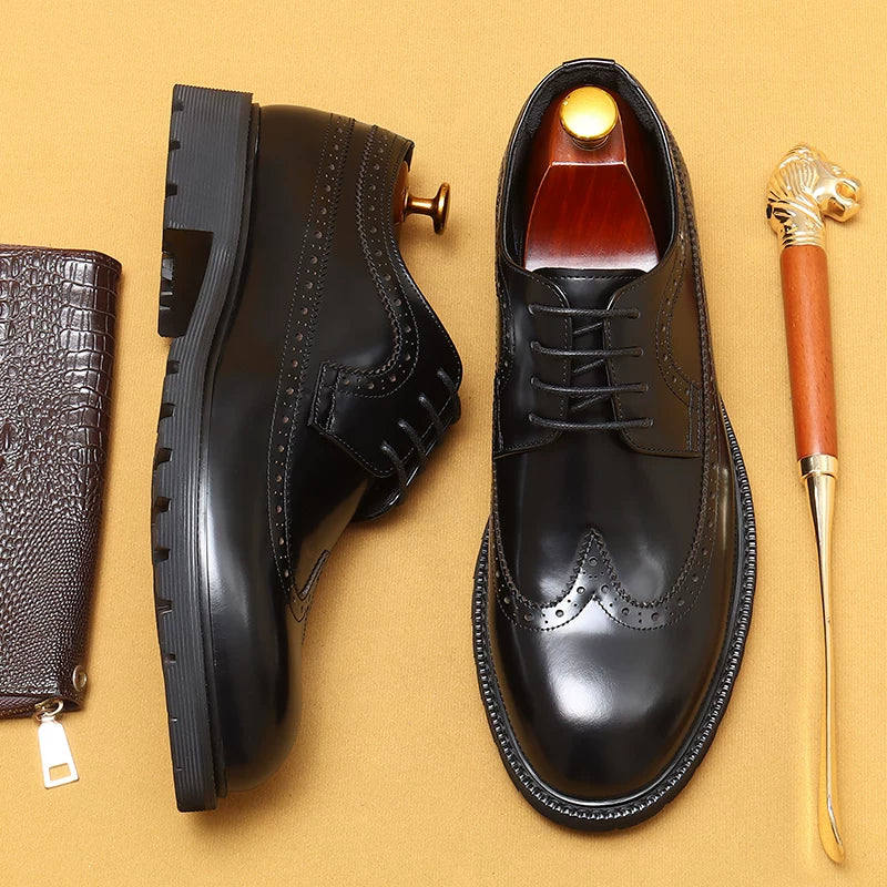 Men's Genuine Leather Leather Shoes, Patent Leather, Glossy