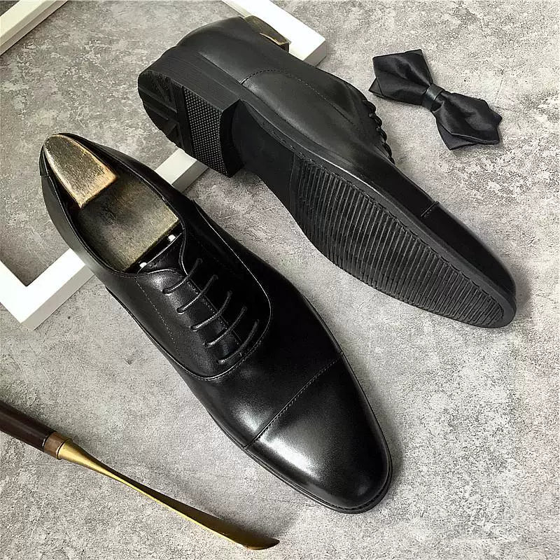Men's Genuine Leather Derby Shoes, Handmade, Lace-Up