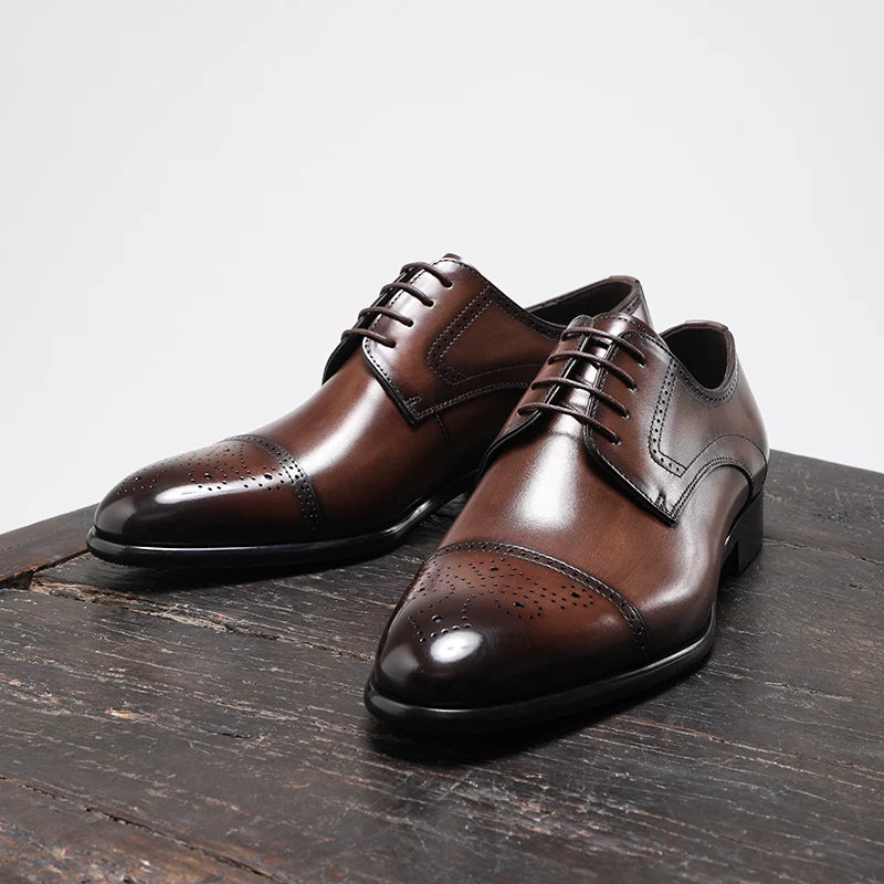 Men's Genuine Leather Derby Shoes, British Style, Business