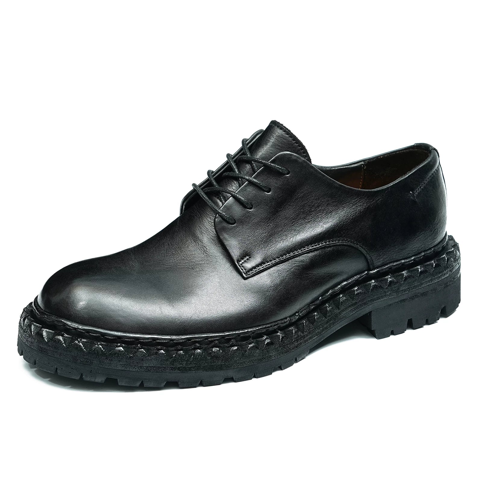 Men's Genuine Leather Leather Shoes, Thick Sole, Handmade