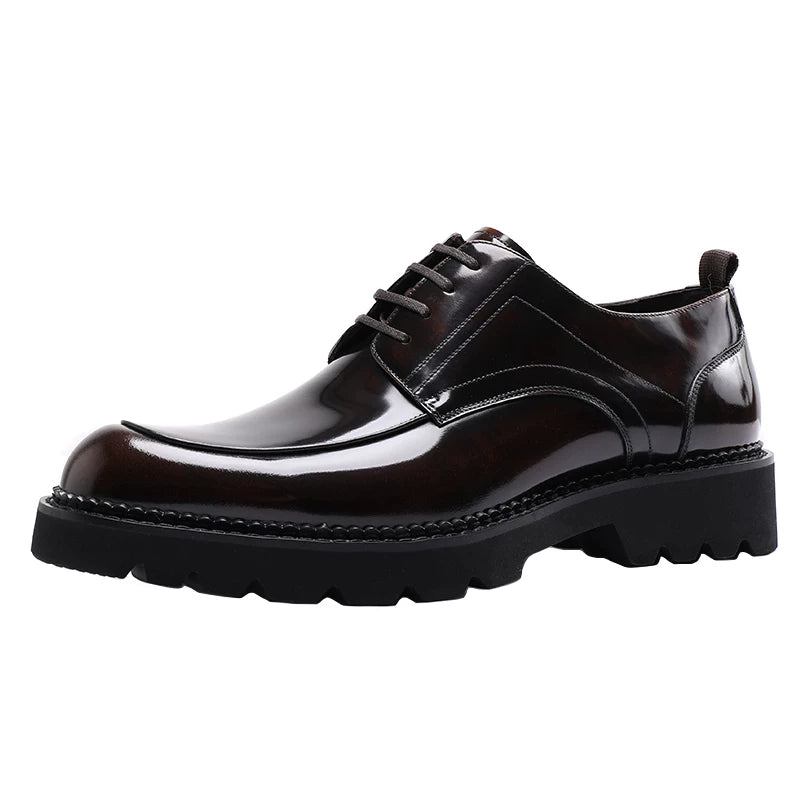 Men's Genuine Leather Derby Shoes, Height Increasing, Thick Sole