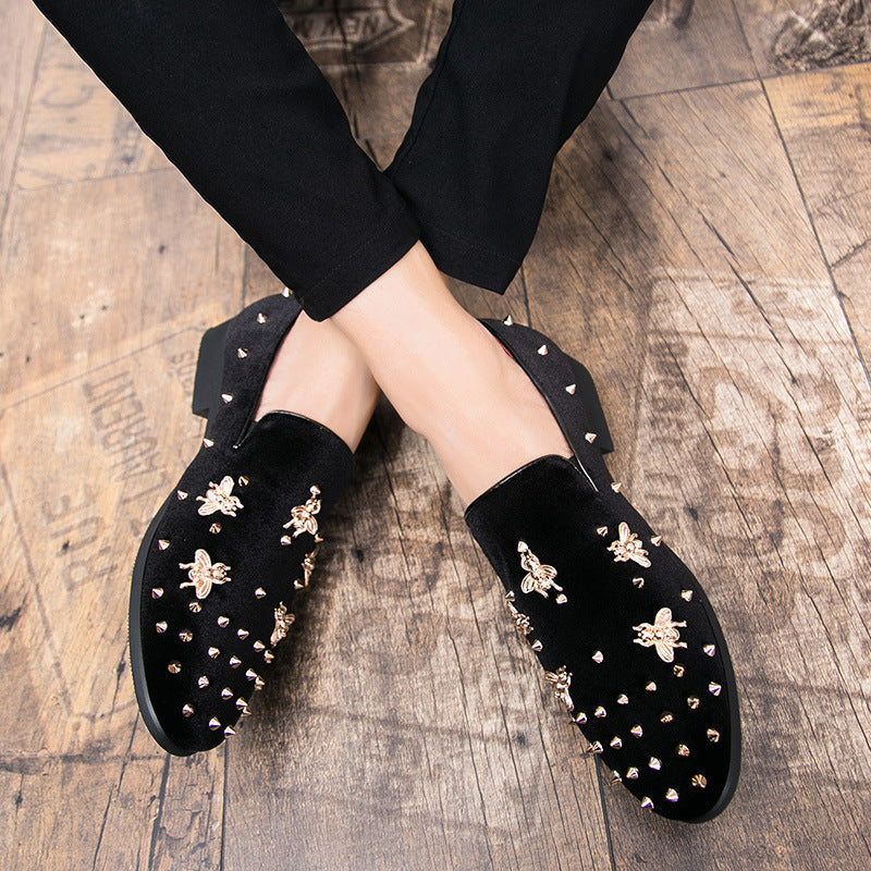 Cross-border hairstylist men's shoes fashion british studded shoes exportplus size slip-on driving 4