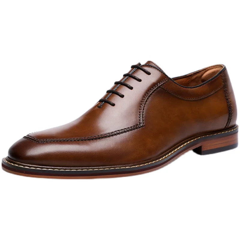 Men's Genuine Leather Oxford Shoes, Height Increasing, Handmade