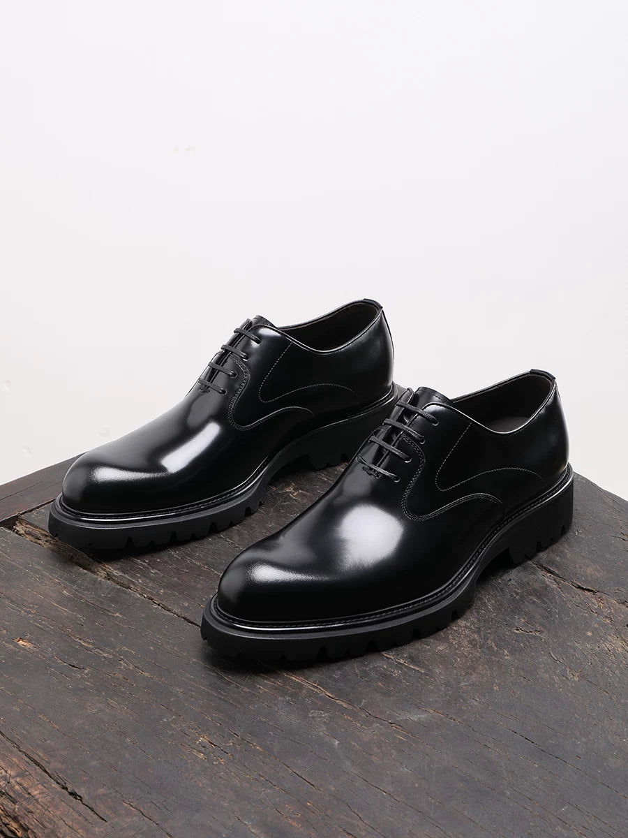 Men's Genuine Leather Oxford Shoes, Height Increasing, Thick Sole