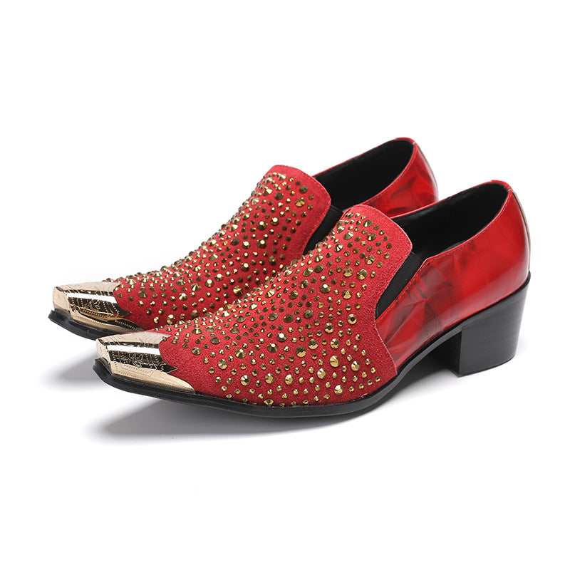 European men's shoes, Korean style trendy personalized rhinestone casual shoes, men's embroidered high-top sneakers, fashionable rhinestone short shoes