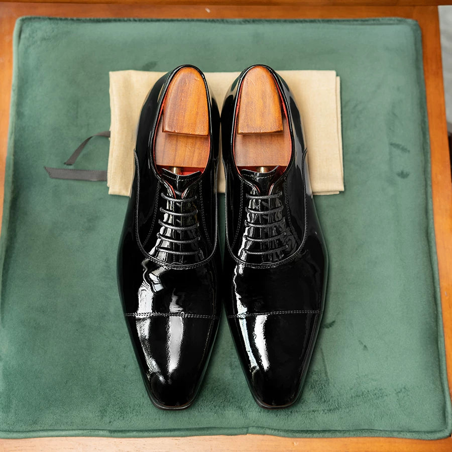 Men's Genuine Leather Leather Shoes, Glossy, British Style