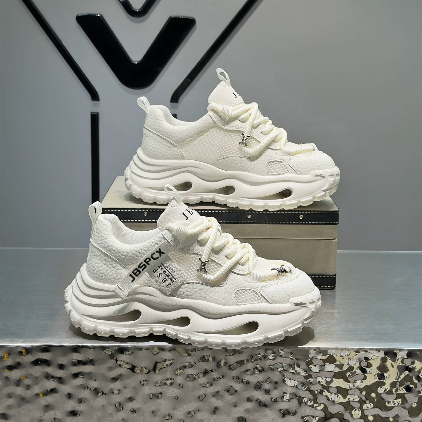 Men's Height-Increasing Platform Breathable Mesh Trendy Chunky Dad Sneakers Summer