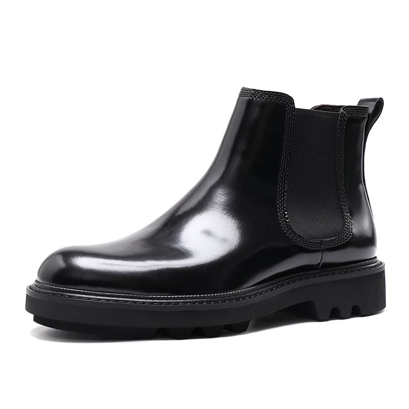 Men's Genuine Leather Chelsea Boots, Height Increasing, Thick Sole