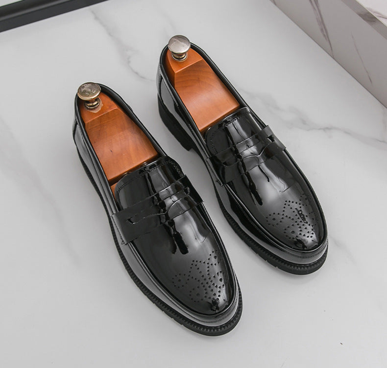 2026 spring new men's casual formal leather shoes business british brogue casual flats wedding shoes 8