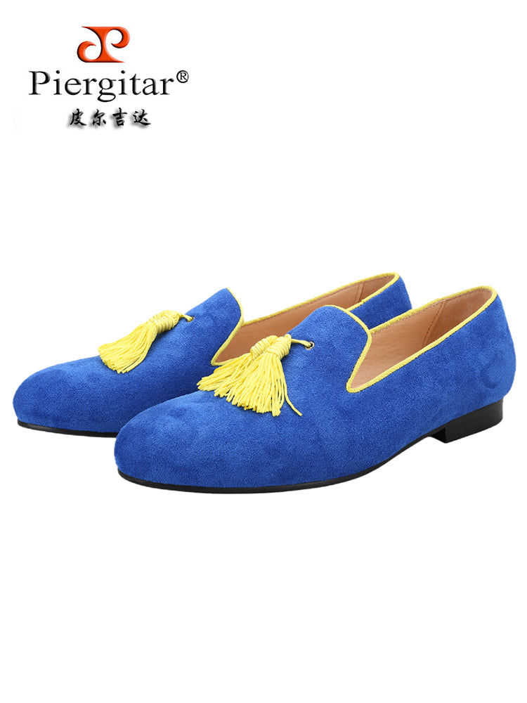 Multicolor suede leather new large tassel men's yuppie shoes European and American style one-leg smoking shoes classic slip-on loafers