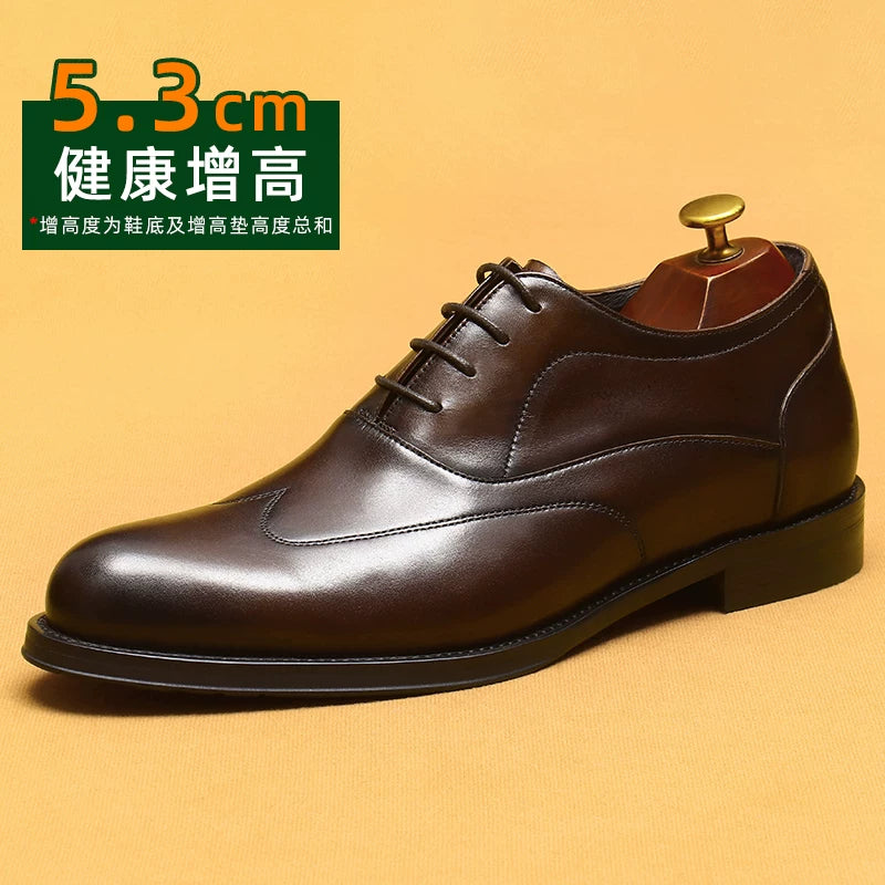 Men's Genuine Leather Leather Shoes, Height Increasing, Business