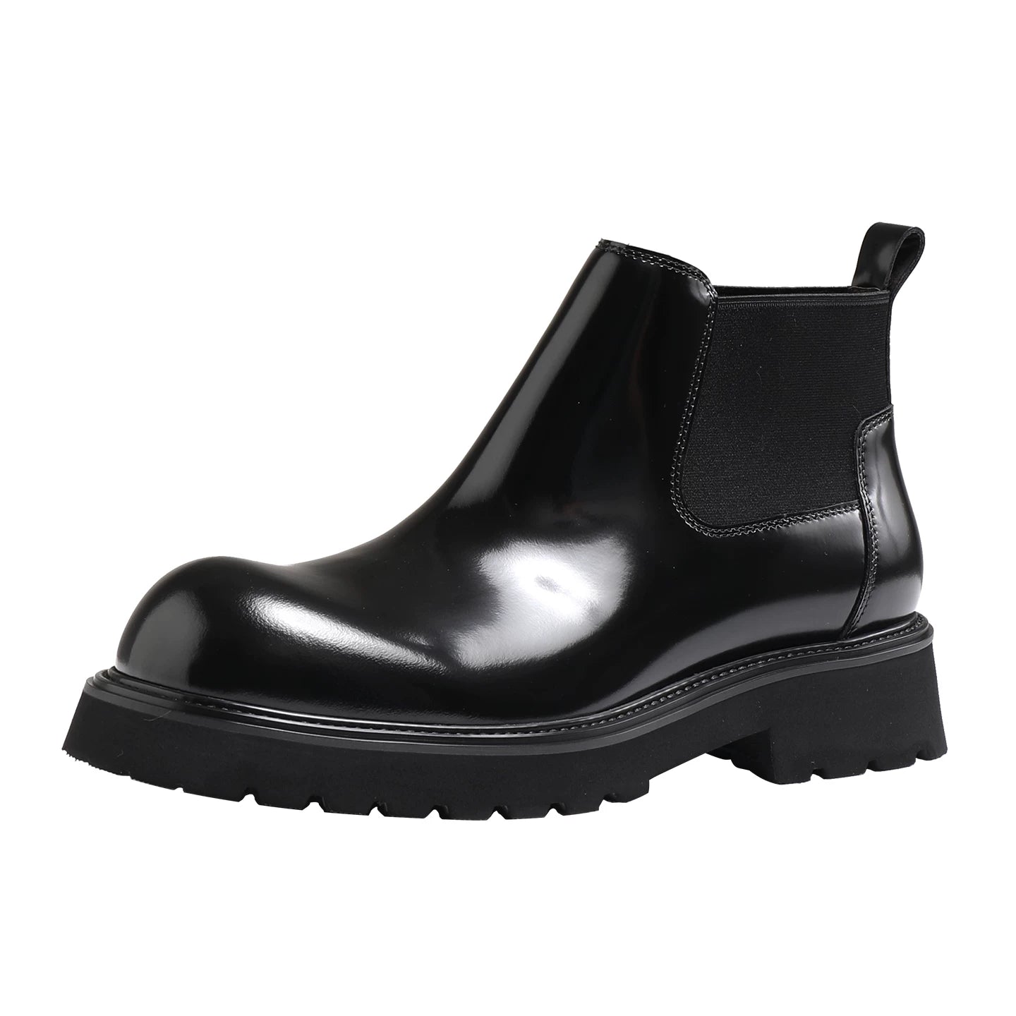 Men's Genuine Leather Chelsea Boots, Thick Sole, Glossy