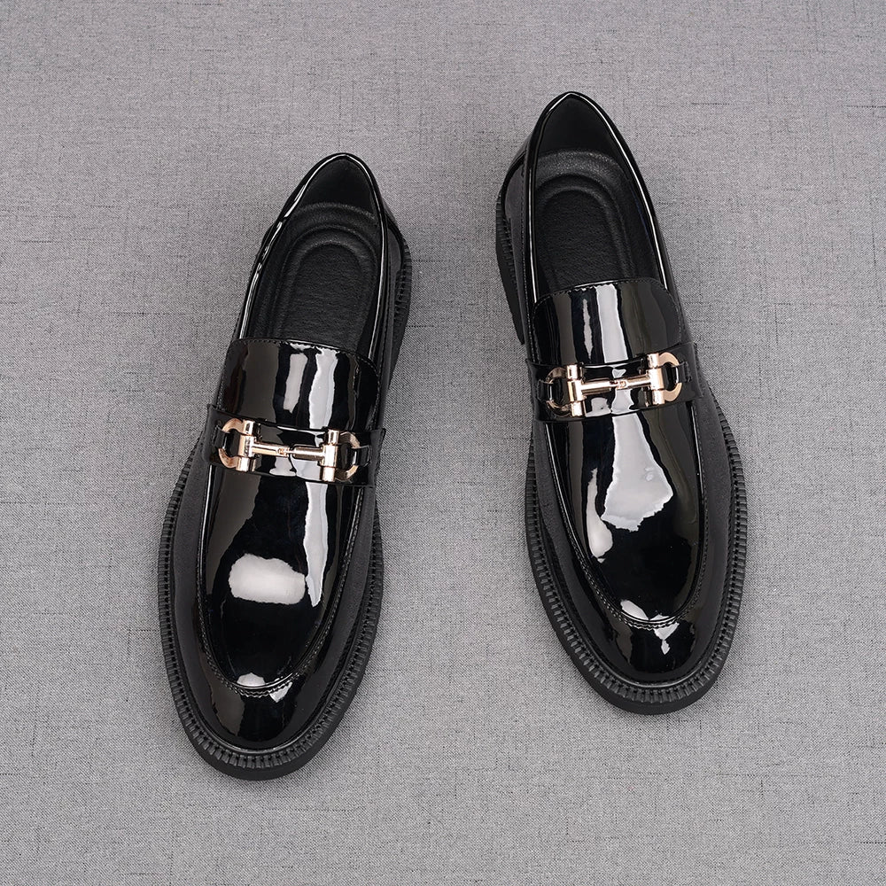 Men's Patent Leather Loafers, Height Increasing, Slip-On