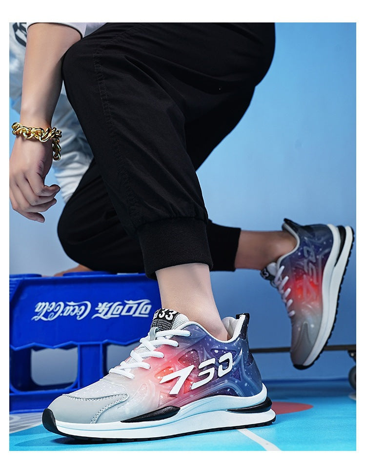 2025 new men's athletic casual shoes - 6cm hidden heel, outdoor sneakers, men's gradient color trendy small size shoes 10