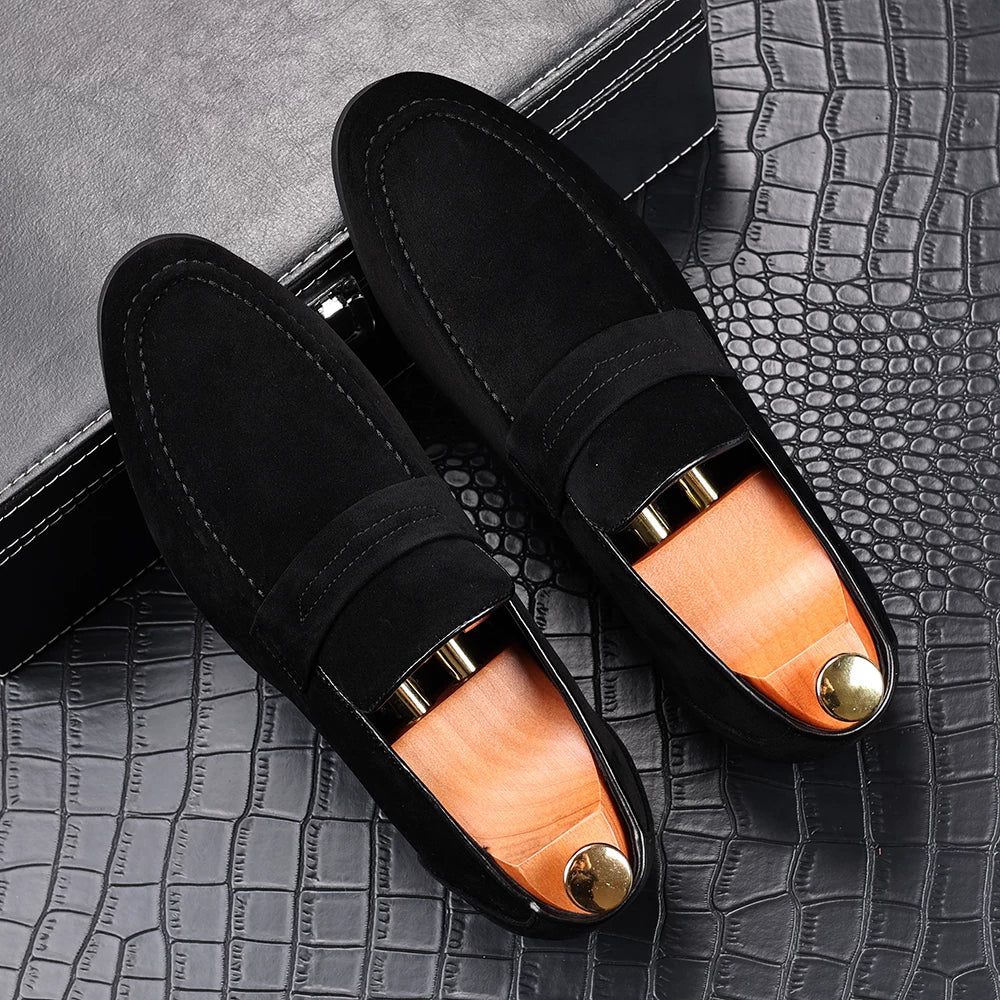 Men's Suede Loafers, Height Increasing, Pointed Toe