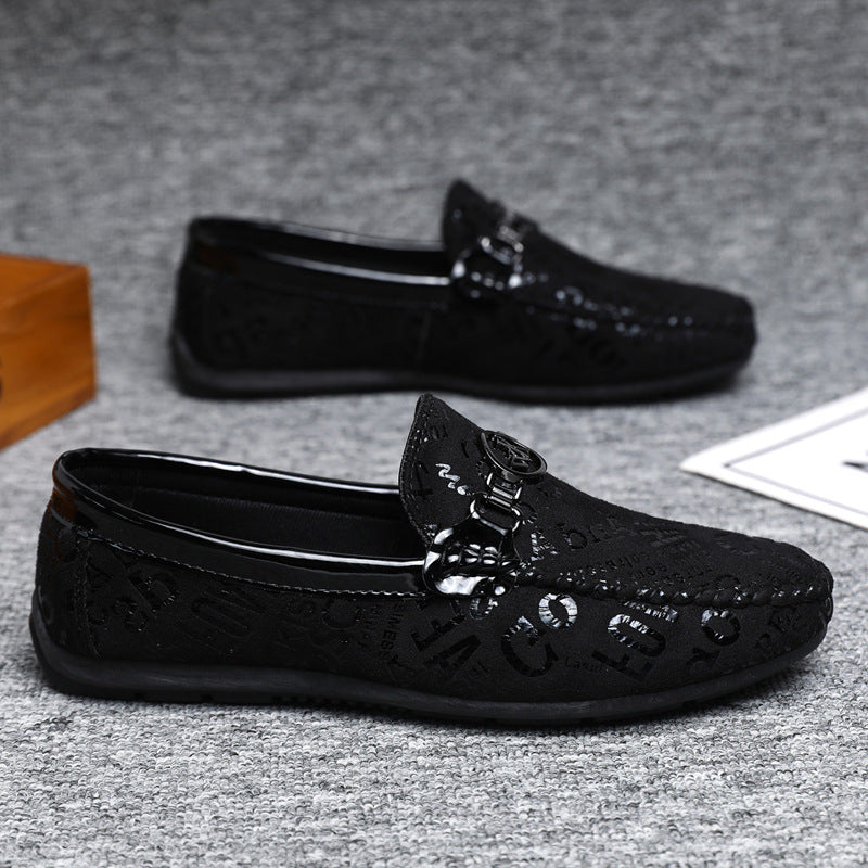 Summer soft leather work non-slip men's loafers Doudou shoes men's one-pedal lazy shoes men's shoes simple wedding groom