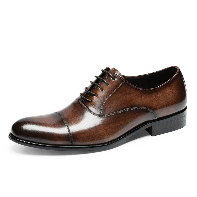 Men's Genuine Leather Oxford Shoes, Pointed Toe, British Style