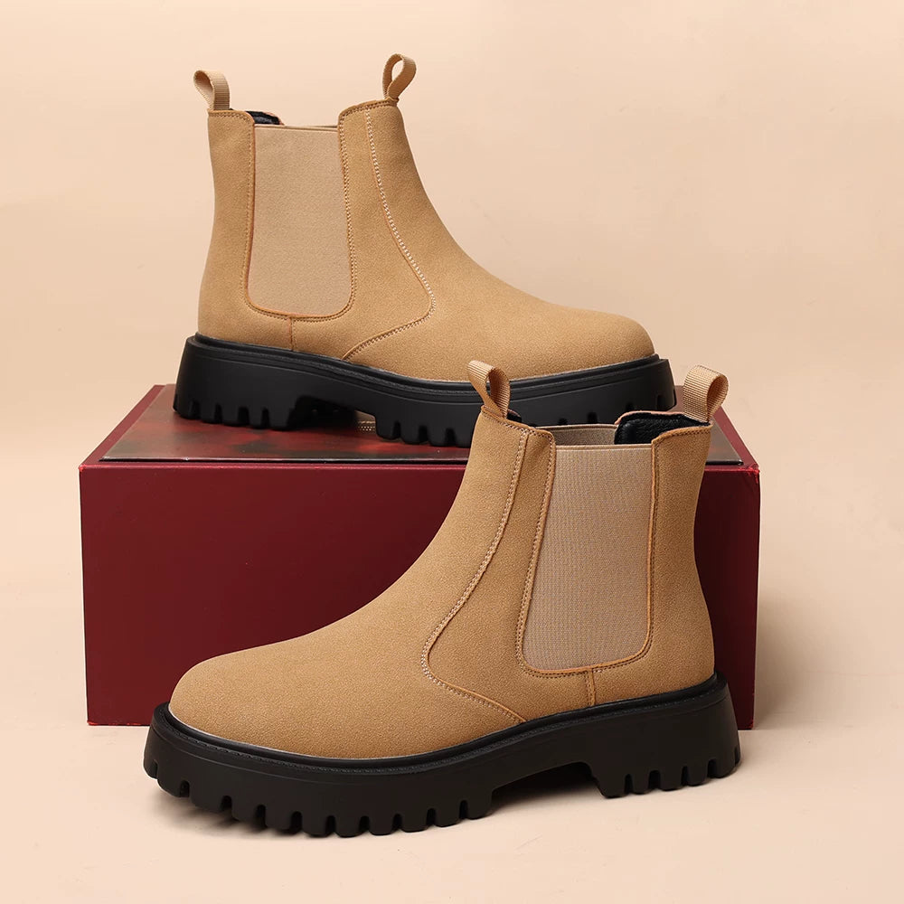 Men's Suede Martin Boots, Height Increasing, Thick Sole