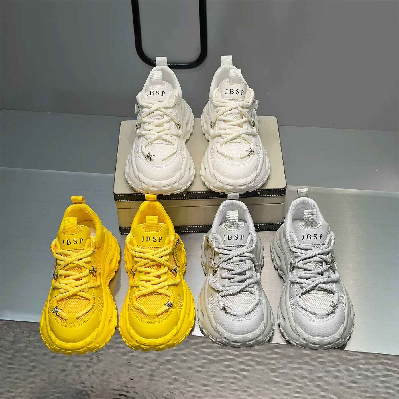 Men's Height-Increasing Platform Breathable Mesh Trendy Chunky Dad Sneakers Summer