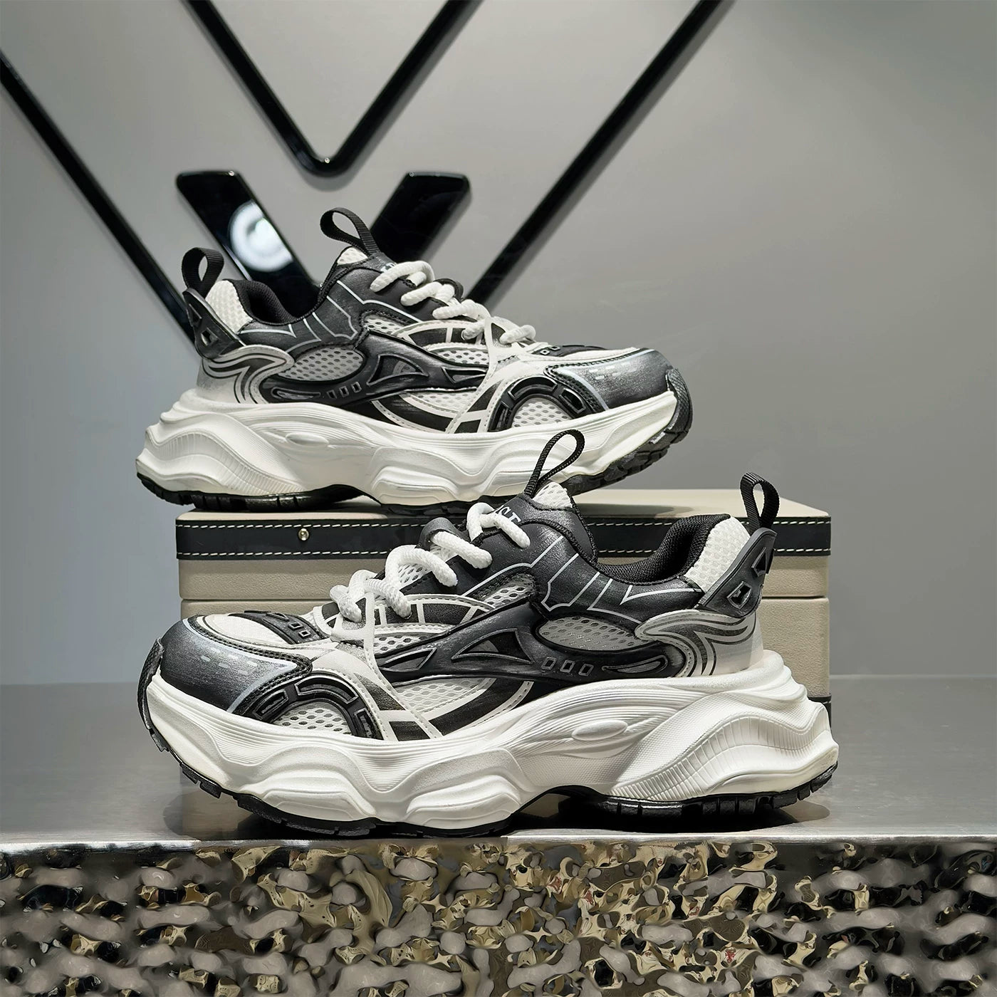 Men's Platform Breathable Mesh Trendy Chunky Dad Sneakers Summer New