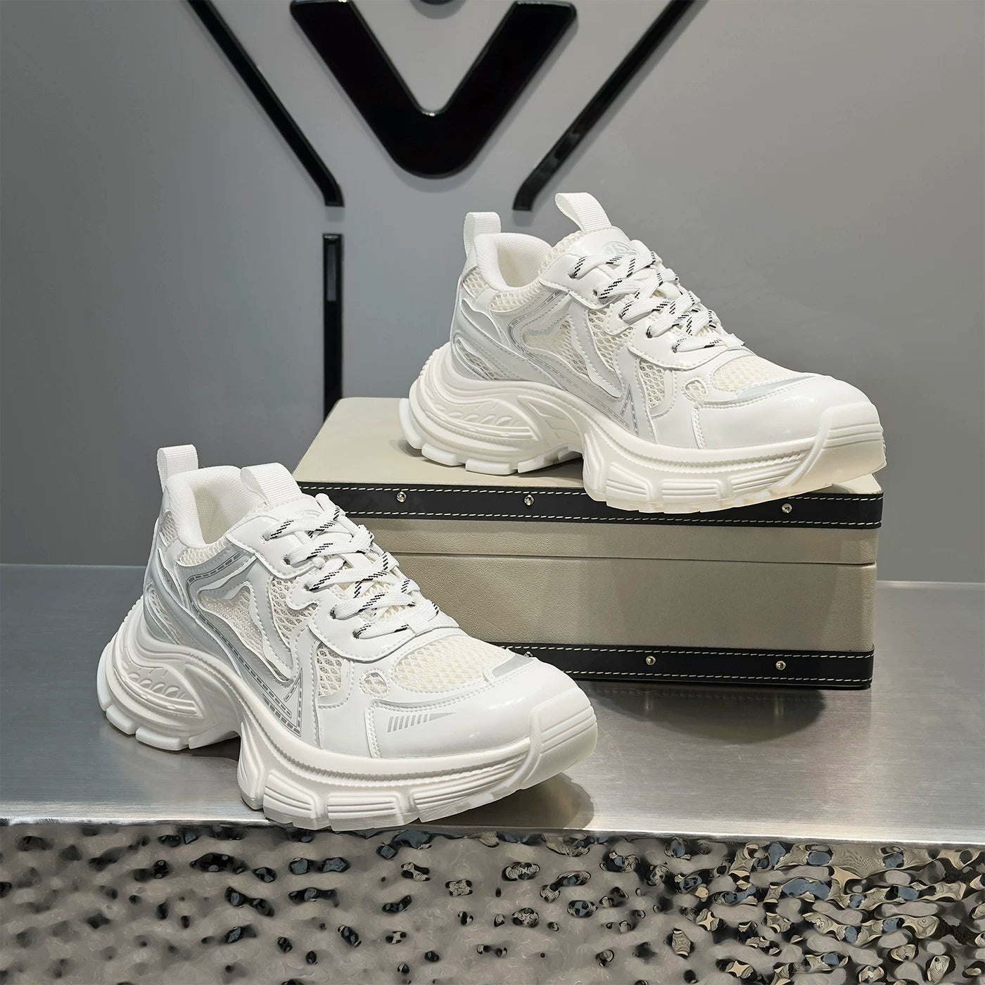 Men's Height-Increasing Breathable Mesh Trendy Chunky Dad Sneakers Summer New