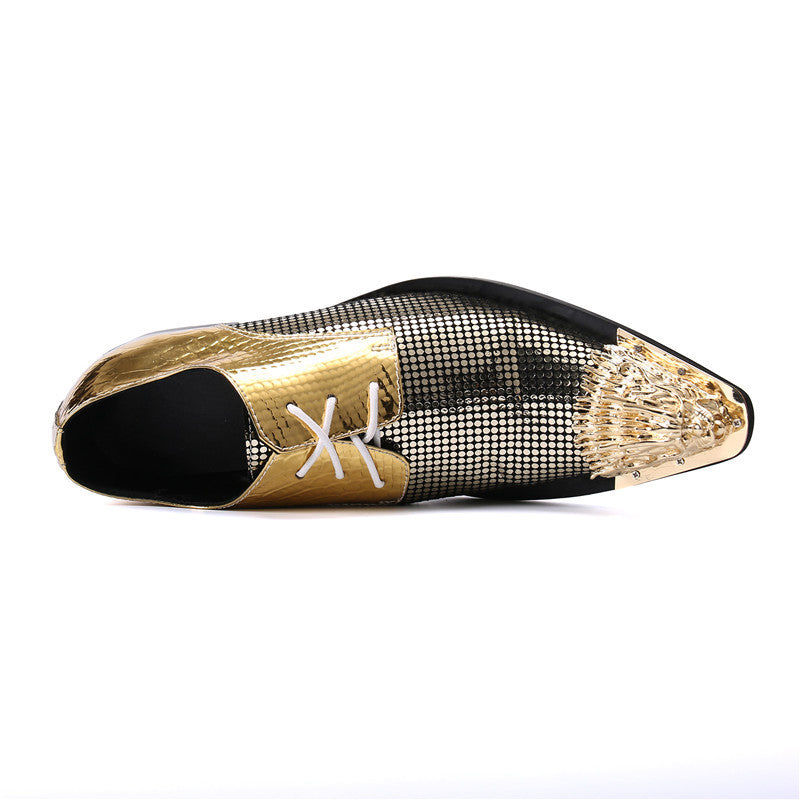 Gold brand Martin boots British style formal business men's work leather shoes men's large-toe workwear casual shoes trendy