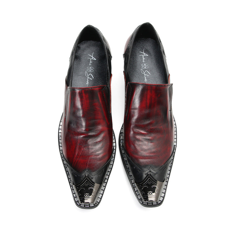 British men's shoes men's best man red groom business dress soft-soled suit summer casual leather shoes men's wedding shoes