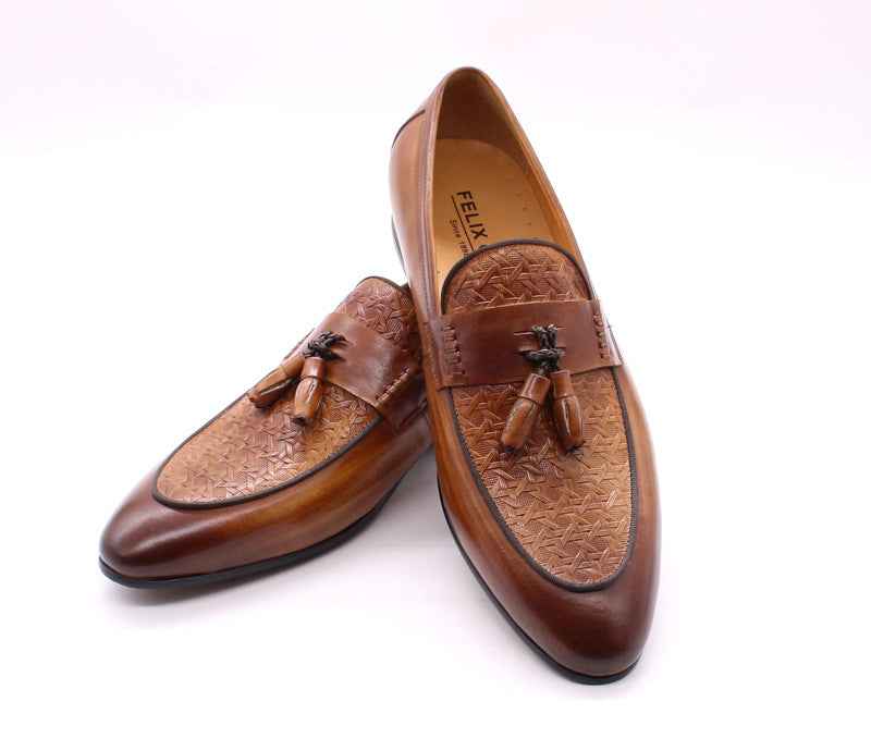 Genuine Leather Slip on British Loafers Men's Fashion Men's Business Office Casual Leather Shoes Trend Men's One Pedal